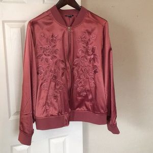 Torrid Satin Embroidered Bomber Jacket